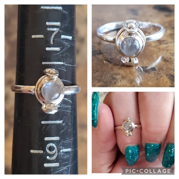 Genuine Rainbow Moonstone Poison Box Ring Size 8 - Picture 8 of 8